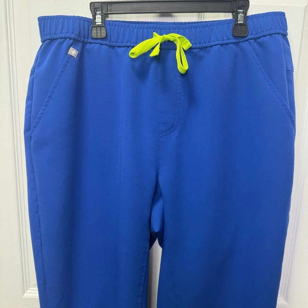 FIGS Men’s Joggers / Pants, Large Tall, Royal Blue, Neon Green Drawstring